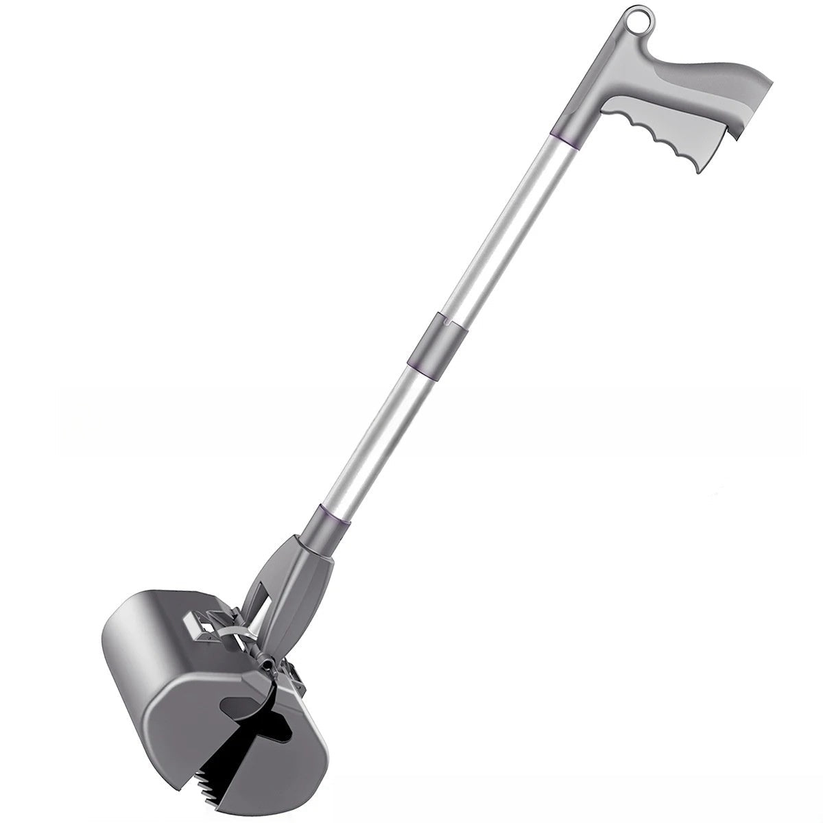 KFX-7408445 Durable Dog Pooper Scooper with ABS and Aluminum Alloy Construction, 80 cm Long, Black, Gray, Purple