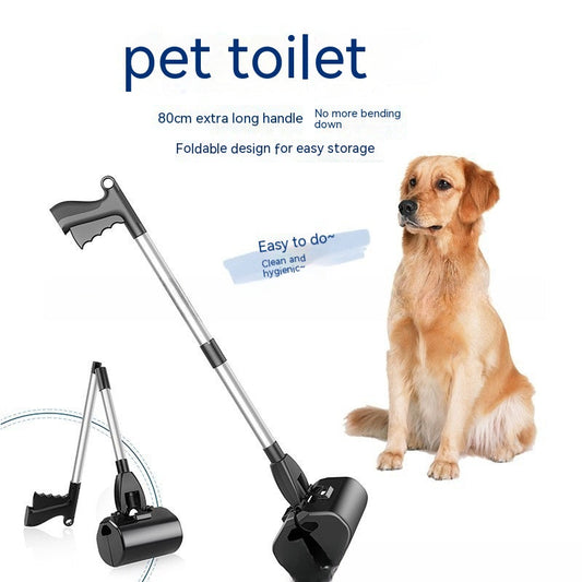 KFX-7408445 Durable Dog Pooper Scooper with ABS and Aluminum Alloy Construction, 80 cm Long, Black, Gray, Purple