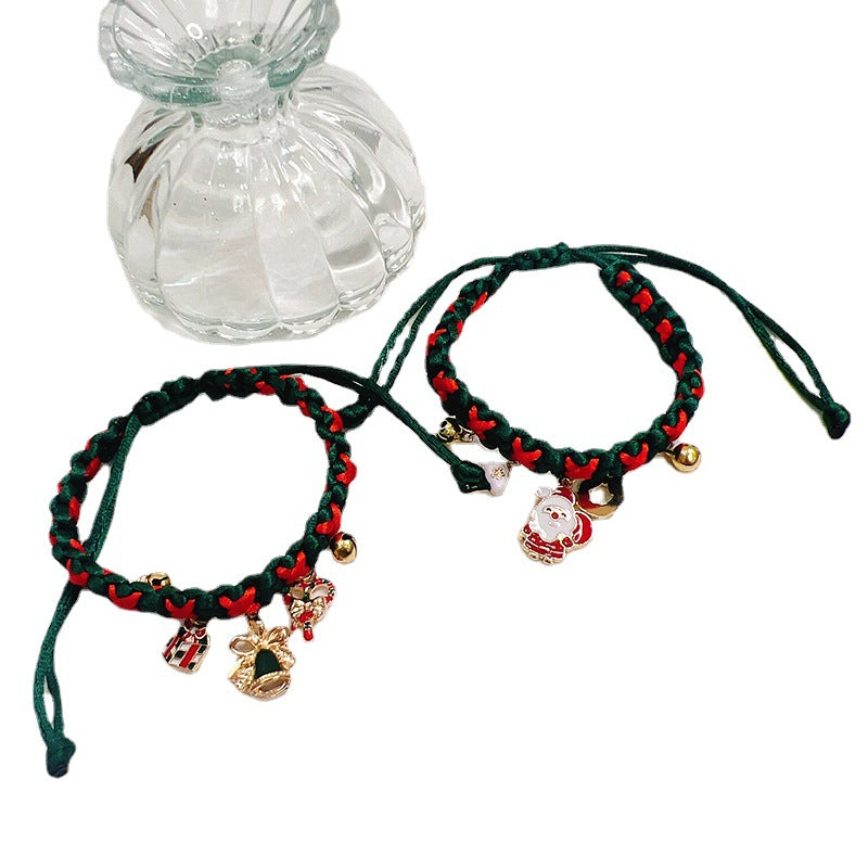 KFX-7408573 Christmas Themed Braided Rope Cat Scarf Collar, Free Size, Festive Designs