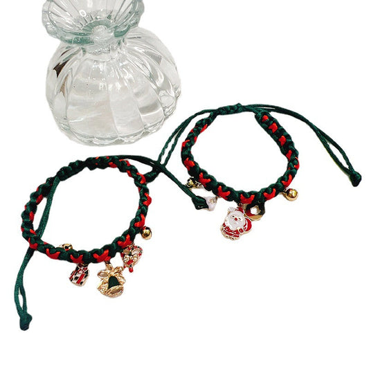 KFX-7408573 Christmas Themed Braided Rope Cat Scarf Collar, Free Size, Festive Designs