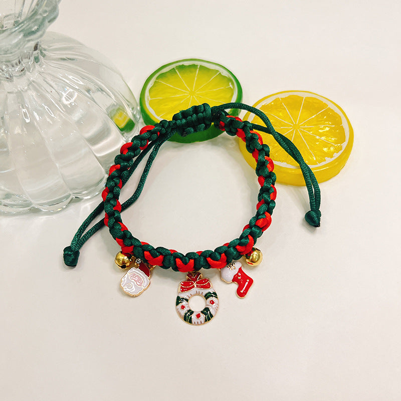 KFX-7408573 Christmas Themed Braided Rope Cat Scarf Collar, Free Size, Festive Designs