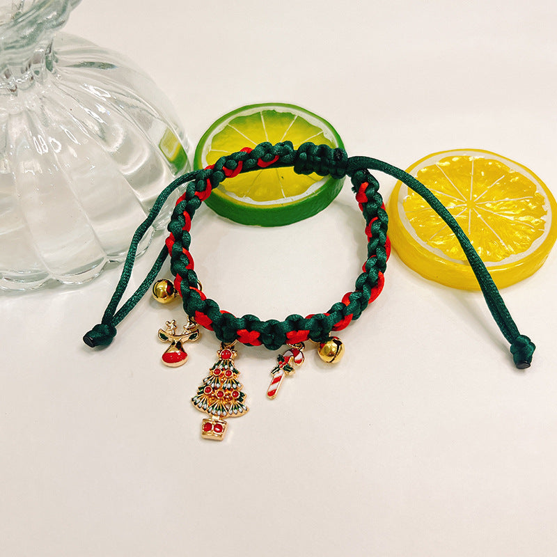 KFX-7408573 Christmas Themed Braided Rope Cat Scarf Collar, Free Size, Festive Designs