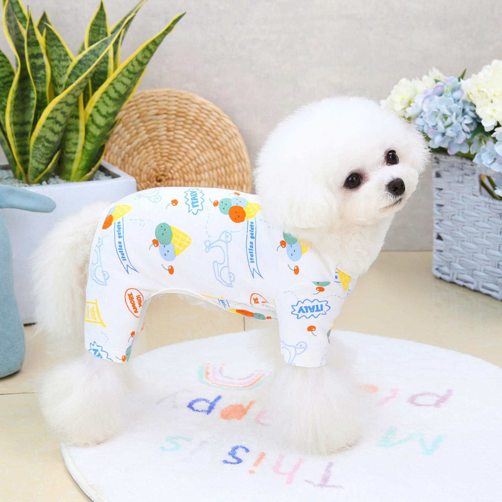 KFX-7408957 Casual Cotton Four-Legged Pet Clothing - Available in Lemon, Lion, Smiling Face, and Ice Cream Designs
