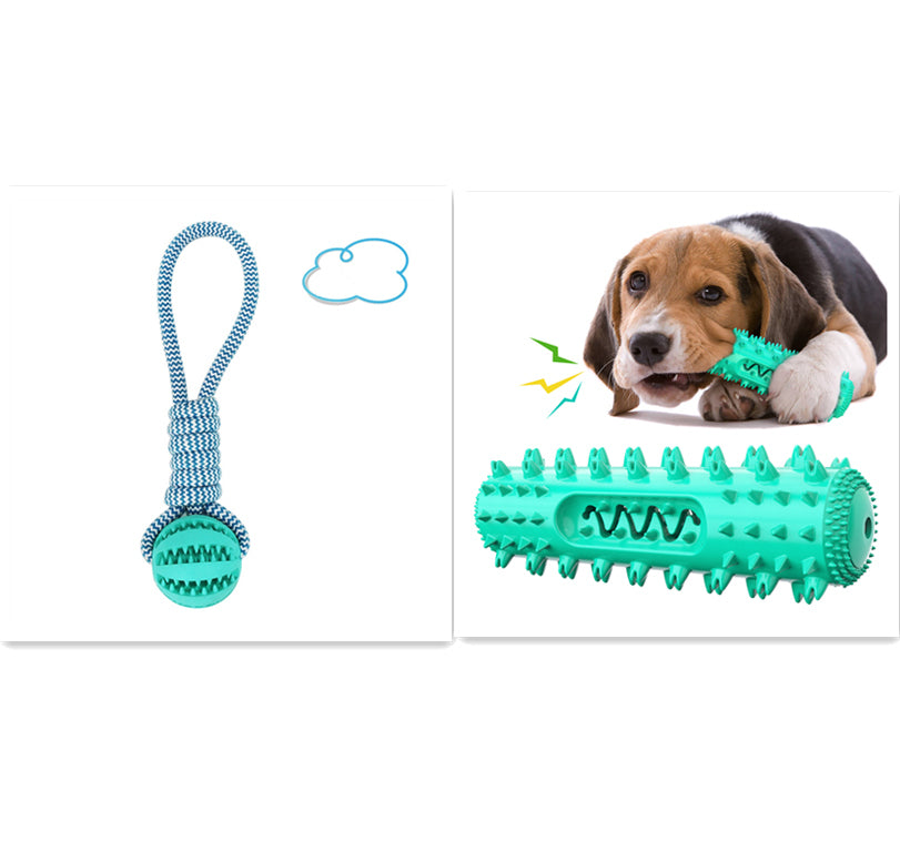 KFX-7409213 Interactive Rubber Dog Chew Ball with Rope - Tooth Cleaning Toy for Small to Medium Dogs