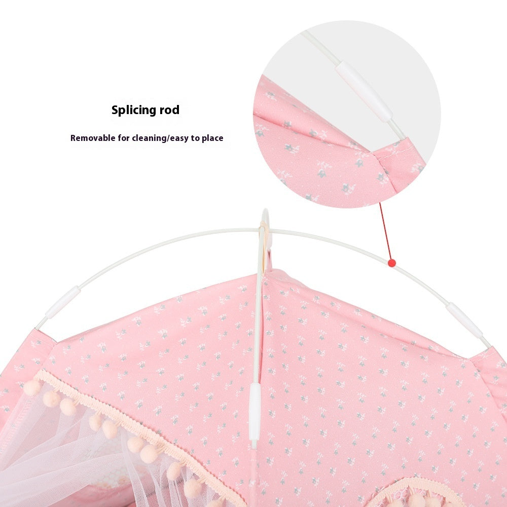 KFX-7410237 Foldable Outdoor Cat Nest Kennel - Summer Semi-Closed Pet Tent with Comfortable Mat