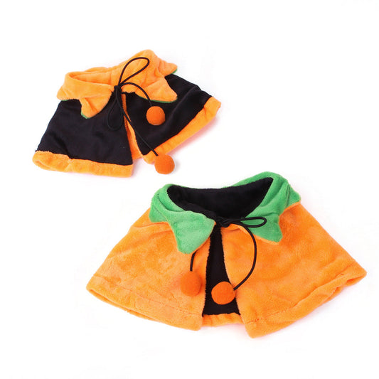 KFX-7410749 Double-sided Pumpkin Cloak and Hat for Dogs and Cats - Plush Halloween Costume in Sizes S, M, L