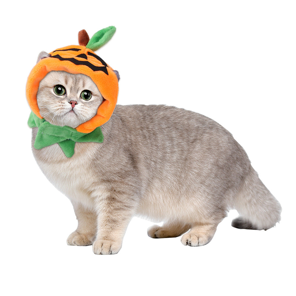 KFX-7410749 Double-sided Pumpkin Cloak and Hat for Dogs and Cats - Plush Halloween Costume in Sizes S, M, L