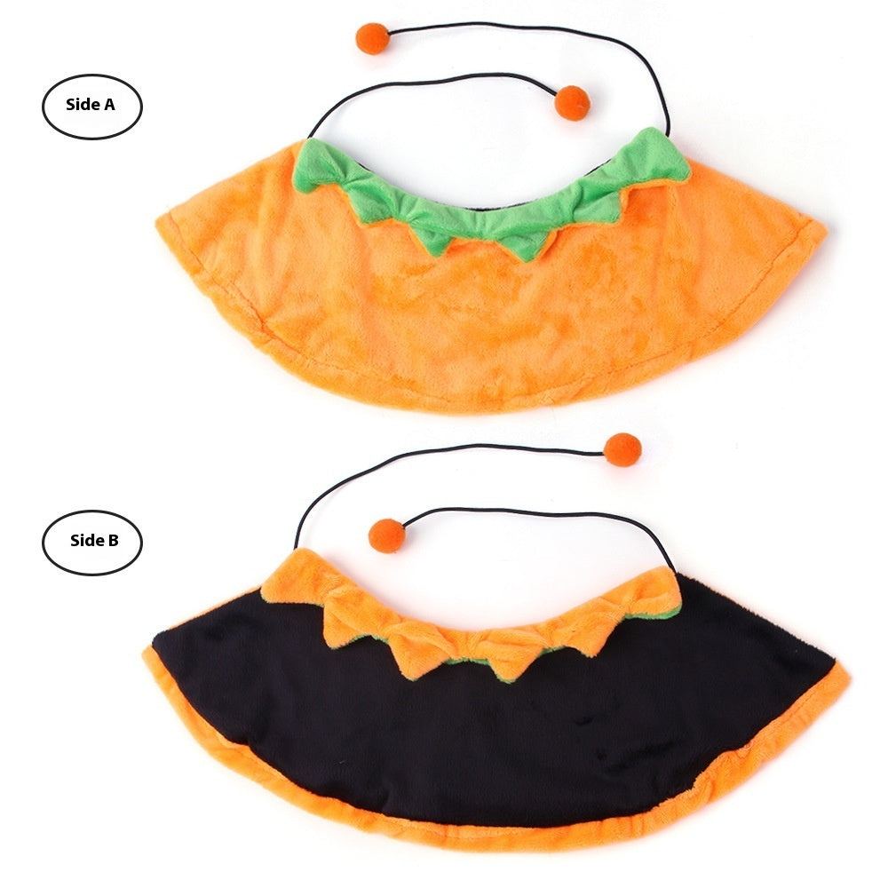 KFX-7410749 Double-sided Pumpkin Cloak and Hat for Dogs and Cats - Plush Halloween Costume in Sizes S, M, L