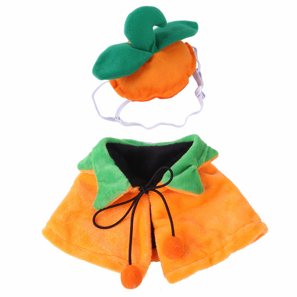 KFX-7410749 Double-sided Pumpkin Cloak and Hat for Dogs and Cats - Plush Halloween Costume in Sizes S, M, L