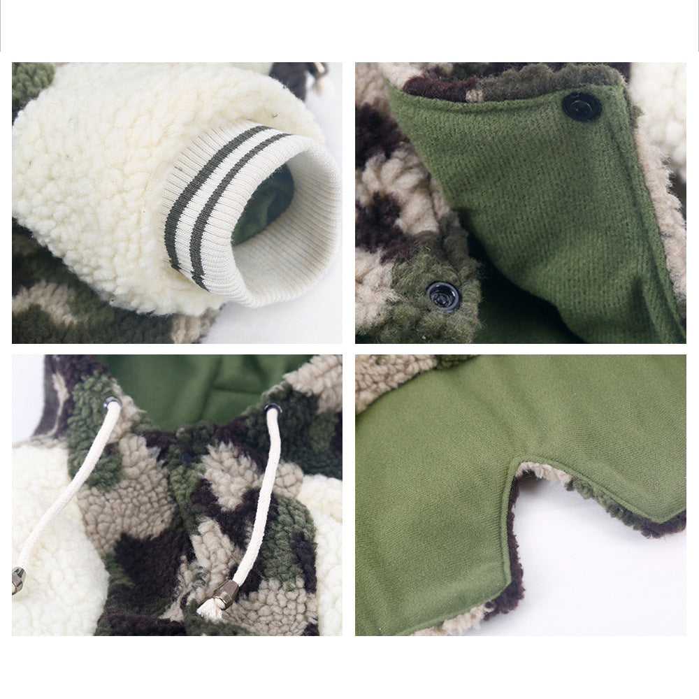KFX-7411005 Camouflage Fleece Jacket for Large Breeds: Golden Retriever, Labrador, Samoyed – Comfortable & Casual