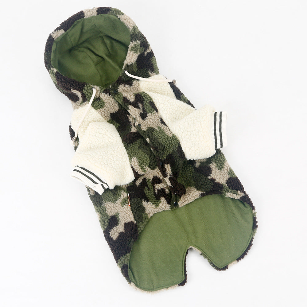 KFX-7411005 Camouflage Fleece Jacket for Large Breeds: Golden Retriever, Labrador, Samoyed – Comfortable & Casual