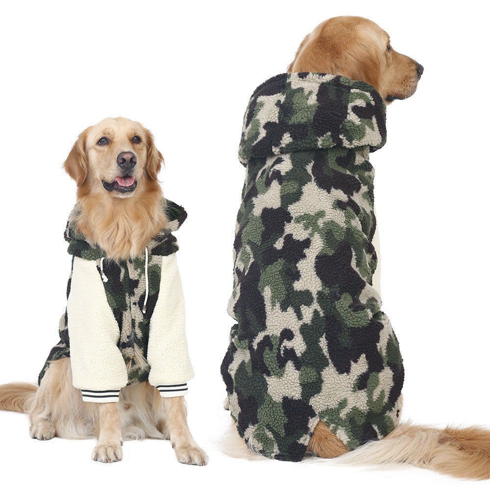 KFX-7411005 Camouflage Fleece Jacket for Large Breeds: Golden Retriever, Labrador, Samoyed – Comfortable & Casual