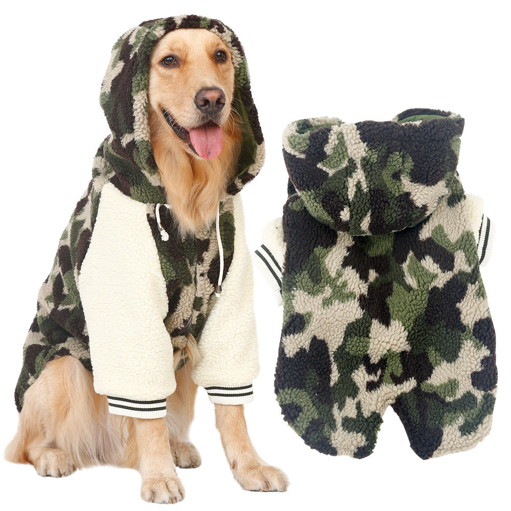 KFX-7411005 Camouflage Fleece Jacket for Large Breeds: Golden Retriever, Labrador, Samoyed – Comfortable & Casual