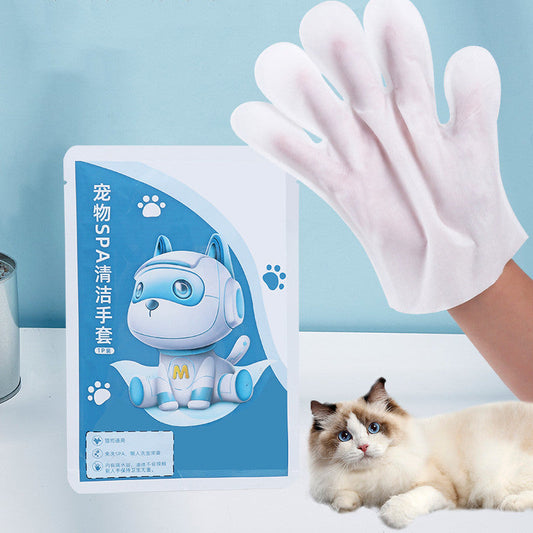 KFX-7412157 Pet Bathing-Free Cleaning Gloves for Cats and Dogs - Gentle Formula with Aloe Vera and Coconut Oil