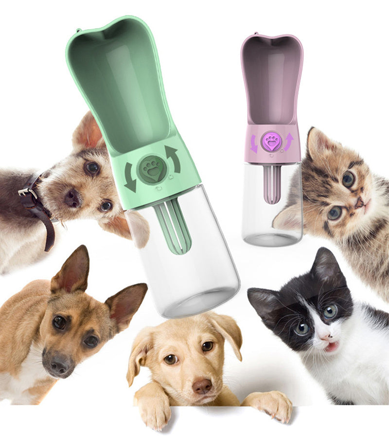 KFX-7412413 Portable Pet Water Bottle with Filter - 250ml, Leak-Proof Design for Dogs and Cats