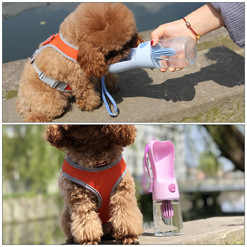 KFX-7412413 Portable Pet Water Bottle with Filter - 250ml, Leak-Proof Design for Dogs and Cats
