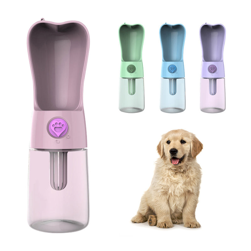 KFX-7412413 Portable Pet Water Bottle with Filter - 250ml, Leak-Proof Design for Dogs and Cats