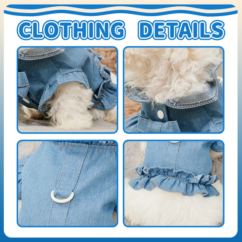 KFX-7413821 Stylish Denim Harness Vest for Small and Medium Dogs - Fashionable Jean Outfit for Puppies and Chihuahuas