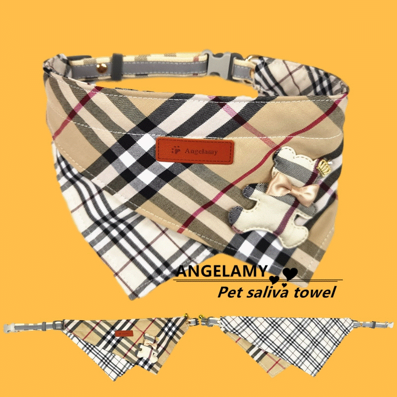 KFX-7413949 Plaid Cotton Triangle Towel for Pets - Four Seasons Use, Multiple Sizes Available