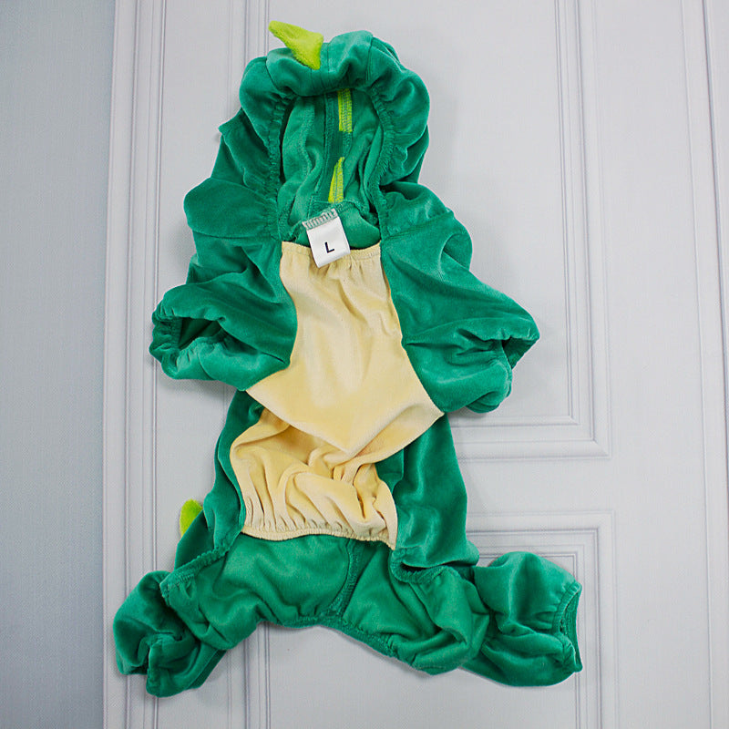 KFX-7414717 Dinosaur Transformation Costume for Dogs - Cute Cartoon Pet Outfit in Green and Pink