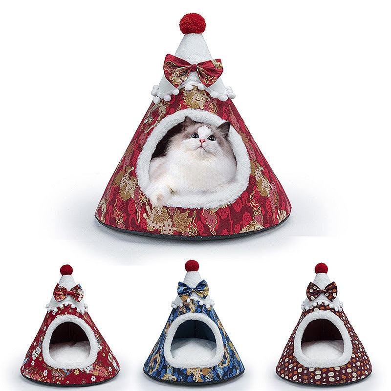 KFX-7416381 Three-Dimensional Christmas-Themed Pet Nest with Soft Sponge Padding in Various Sizes