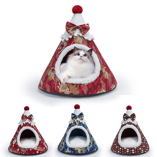 KFX-7416381 Three-Dimensional Christmas-Themed Pet Nest with Soft Sponge Padding in Various Sizes