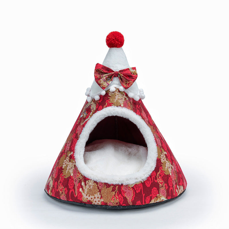KFX-7416381 Three-Dimensional Christmas-Themed Pet Nest with Soft Sponge Padding in Various Sizes