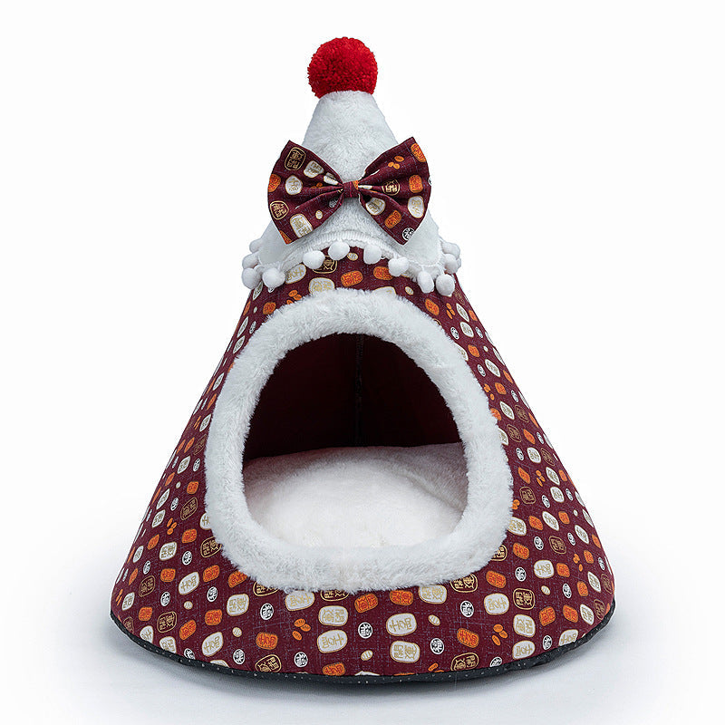 KFX-7416381 Three-Dimensional Christmas-Themed Pet Nest with Soft Sponge Padding in Various Sizes