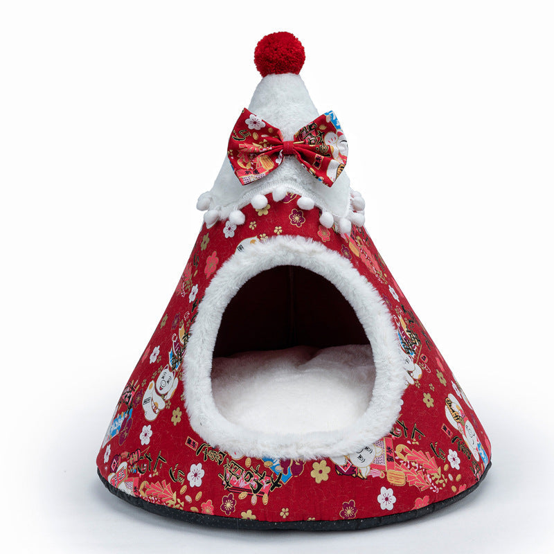KFX-7416381 Three-Dimensional Christmas-Themed Pet Nest with Soft Sponge Padding in Various Sizes