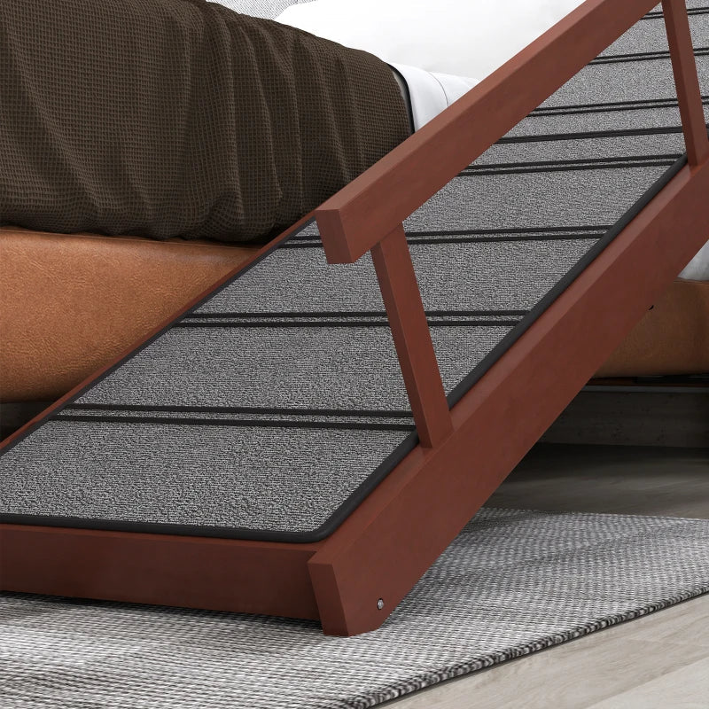 KFX-7417789 Wooden Pet Ramp with Removable Guardrails and Non-Slip Surface for Easy Access to Furniture
