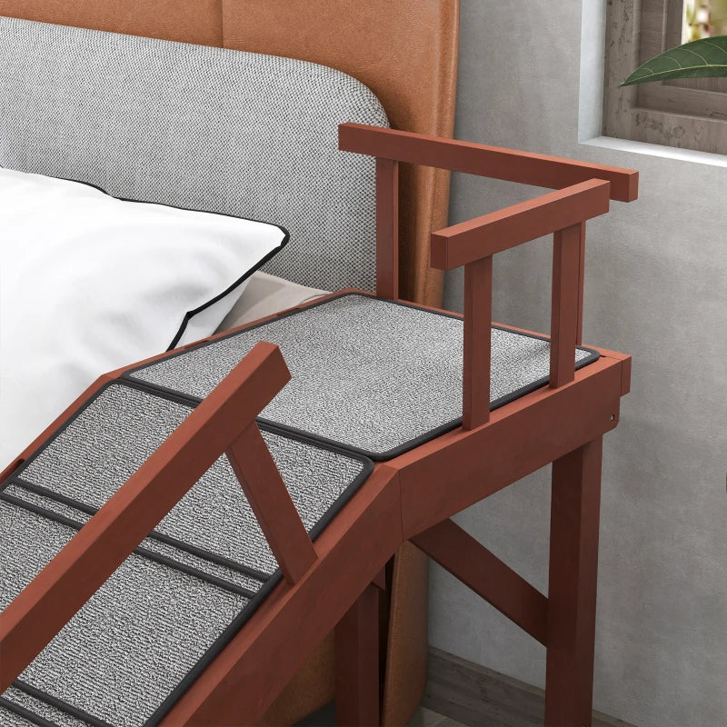 KFX-7417789 Wooden Pet Ramp with Removable Guardrails and Non-Slip Surface for Easy Access to Furniture