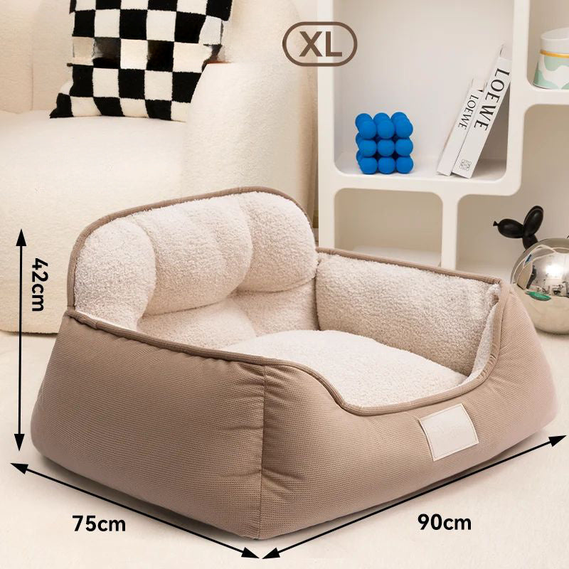 KFX-7422141 Cozy Plush Washable Pet Bed for Medium to Extra-Large Dogs - Fluffy Indoor Sofa Kennel