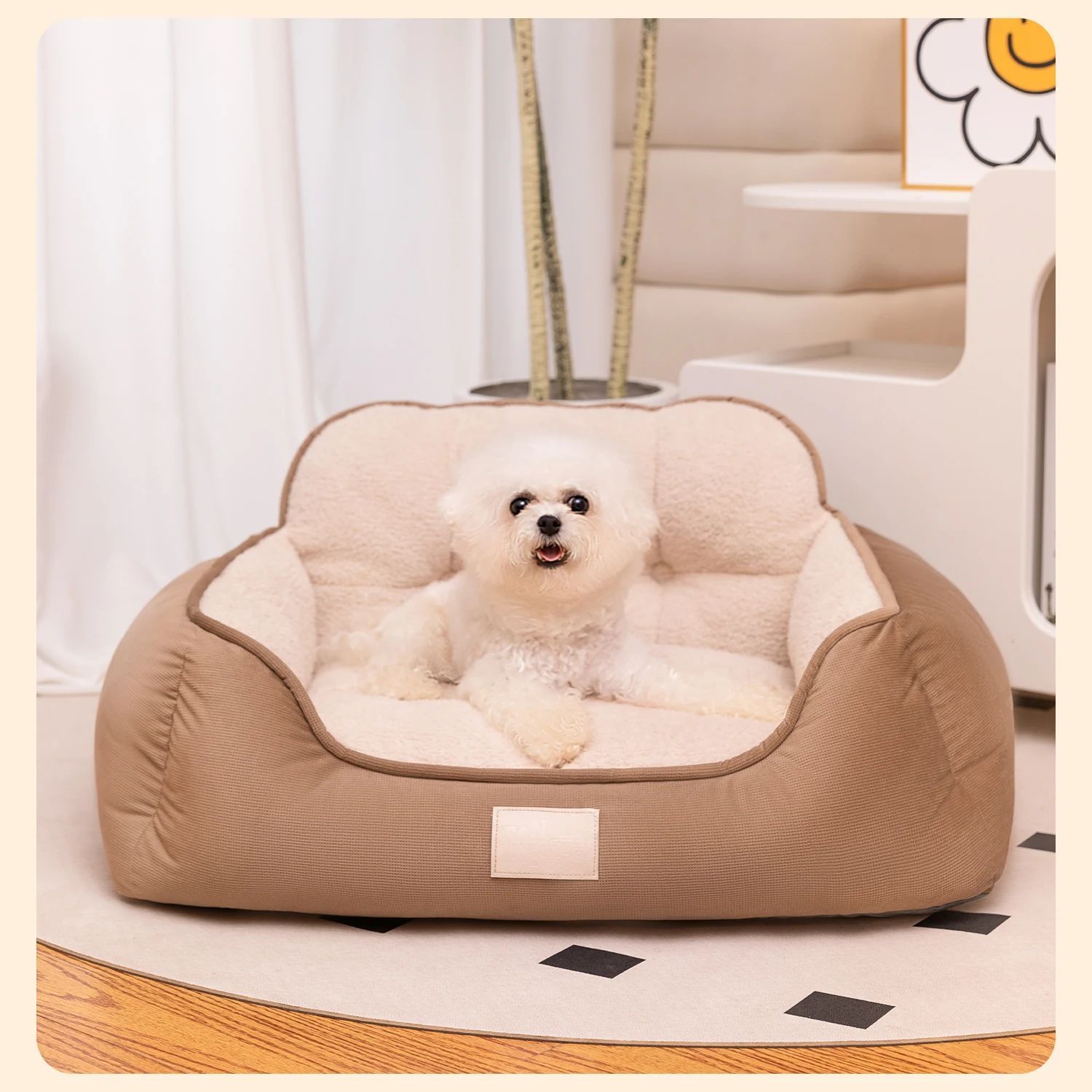 KFX-7422141 Cozy Plush Washable Pet Bed for Medium to Extra-Large Dogs - Fluffy Indoor Sofa Kennel