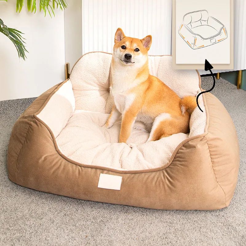 KFX-7422141 Cozy Plush Washable Pet Bed for Medium to Extra-Large Dogs - Fluffy Indoor Sofa Kennel