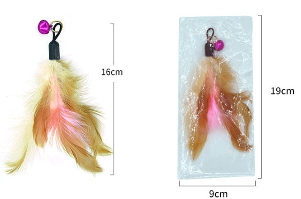 KFX-7422909 Stainless Steel Cat Teasing Stick with Feather and Bell Toys