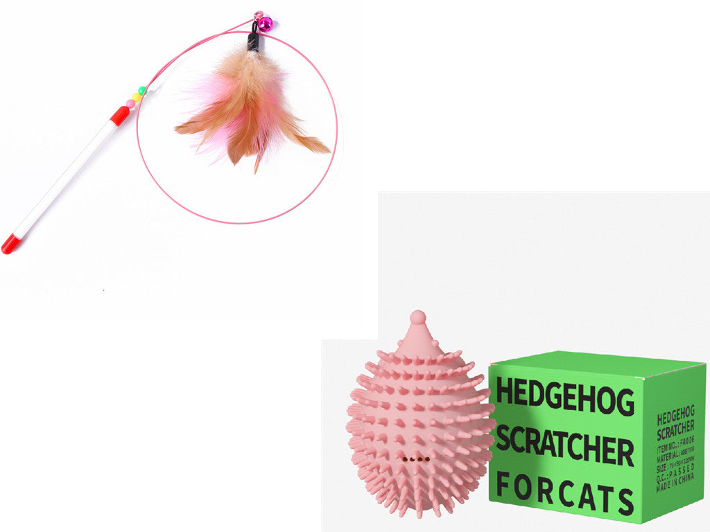 KFX-7422909 Stainless Steel Cat Teasing Stick with Feather and Bell Toys