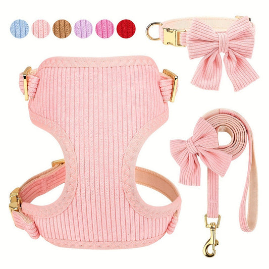 KFX-7423549 Collar Harness Traction Vest for Pets - Adjustable Chest Strap with Leash - Available in Pink, Blue, Light Purple, Red, Rose Red