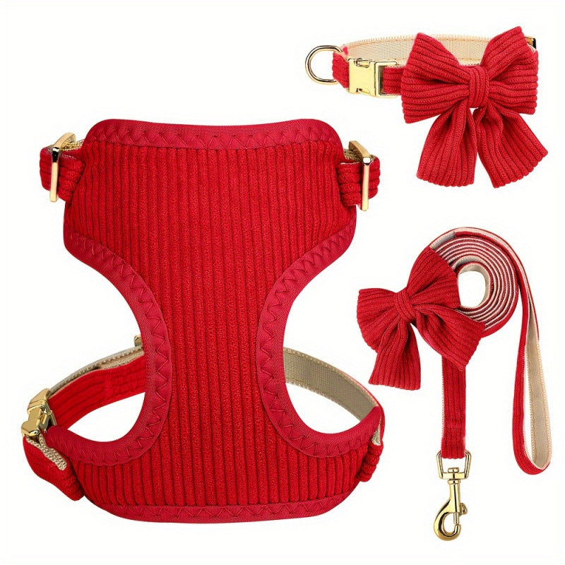 KFX-7423549 Collar Harness Traction Vest for Pets - Adjustable Chest Strap with Leash - Available in Pink, Blue, Light Purple, Red, Rose Red