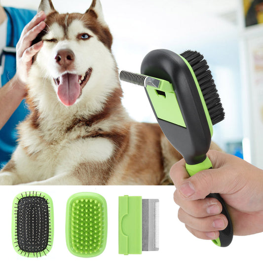 KFX-7423677 5-in-1 Grooming Comb Set for Cats and Dogs with Stainless Steel and ABS Materials