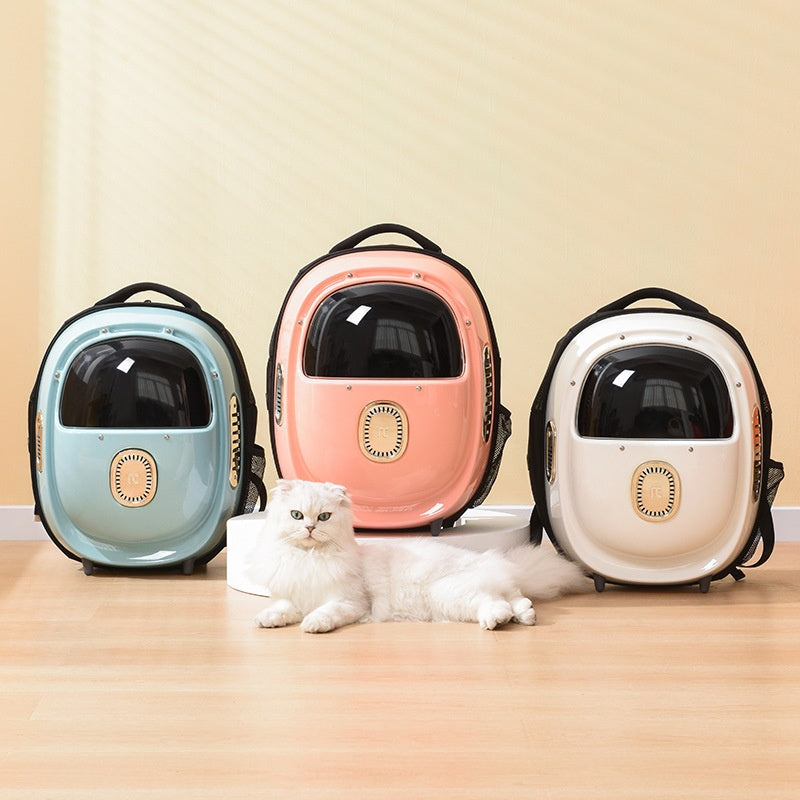KFX-7424317 Portable Astronaut Cat Backpack with Half Window and Constant Temperature Heating, 15L Capacity, Solid Color Design