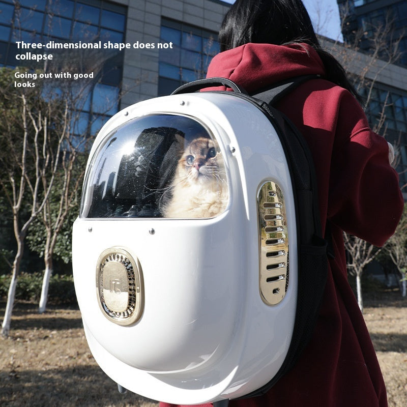 KFX-7424317 Portable Astronaut Cat Backpack with Half Window and Constant Temperature Heating, 15L Capacity, Solid Color Design