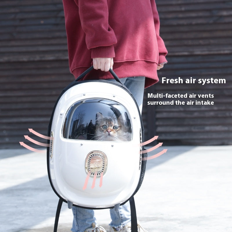 KFX-7424317 Portable Astronaut Cat Backpack with Half Window and Constant Temperature Heating, 15L Capacity, Solid Color Design