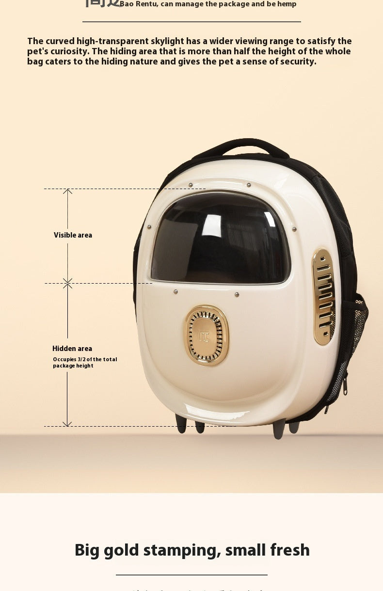 KFX-7424317 Portable Astronaut Cat Backpack with Half Window and Constant Temperature Heating, 15L Capacity, Solid Color Design