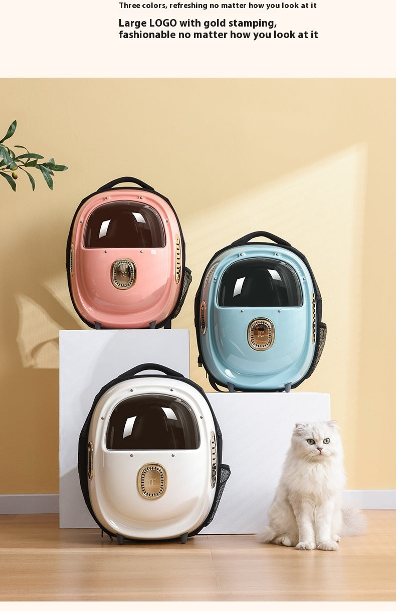 KFX-7424317 Portable Astronaut Cat Backpack with Half Window and Constant Temperature Heating, 15L Capacity, Solid Color Design