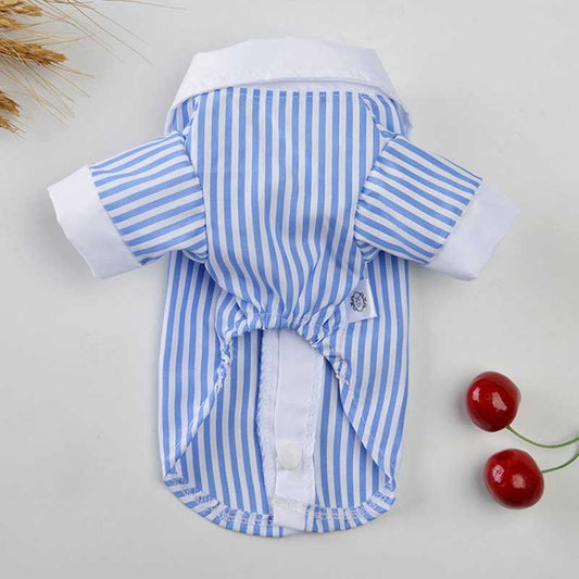KFX-7426237 Couples Spring/Summer Breathable Pet Outfit - Sky Blue Shirt & Skirt Set