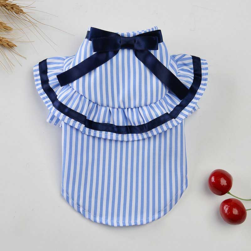 KFX-7426237 Couples Spring/Summer Breathable Pet Outfit - Sky Blue Shirt & Skirt Set