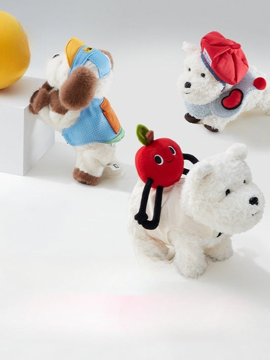 KFX-7427517 West Highland Plush Puppy Dog Outfit Set with Scarf and Tricorn Hat