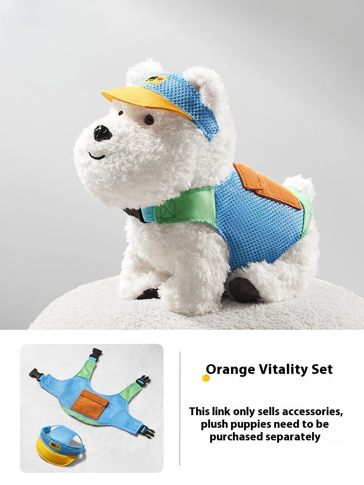 KFX-7427517 West Highland Plush Puppy Dog Outfit Set with Scarf and Tricorn Hat