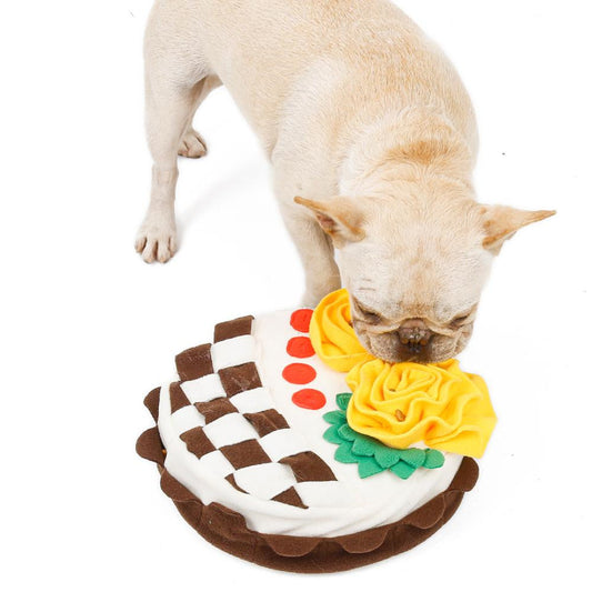 KFX-7428669 Soft Polar Fleece Dog Birthday Cake Sniffing Pad with Suction Cup and Washable Design