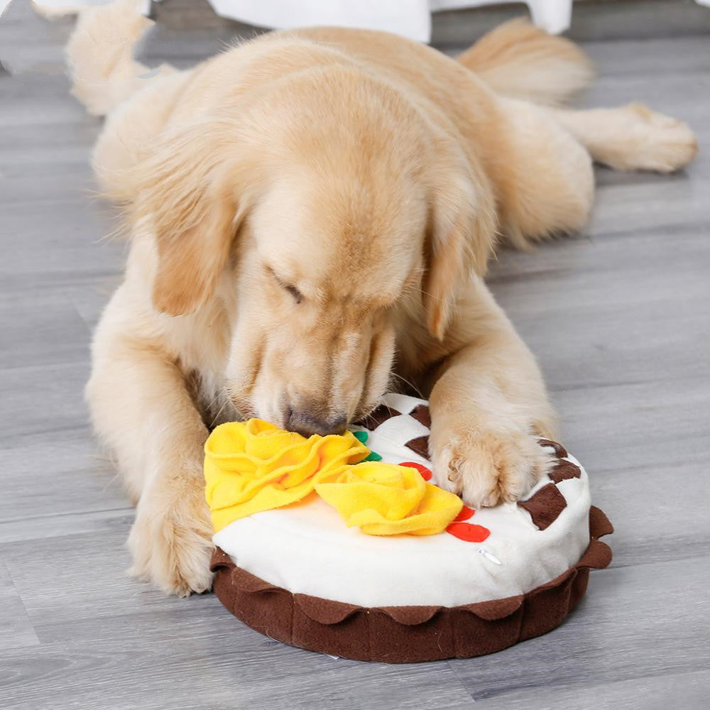 KFX-7428669 Soft Polar Fleece Dog Birthday Cake Sniffing Pad with Suction Cup and Washable Design
